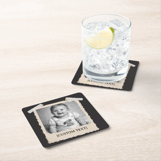 Anpassade Retro-Foto Födelsedagspresenter Firande  Underlägg Papper Kvadrat (Insitu)