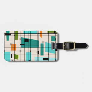 Anpassade Retro Grid & Starbursts Luggage Tag Bagagebricka