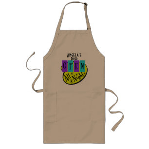 Anpassade Retro Öppna hela natten, Middag Apron Långt Förkläde