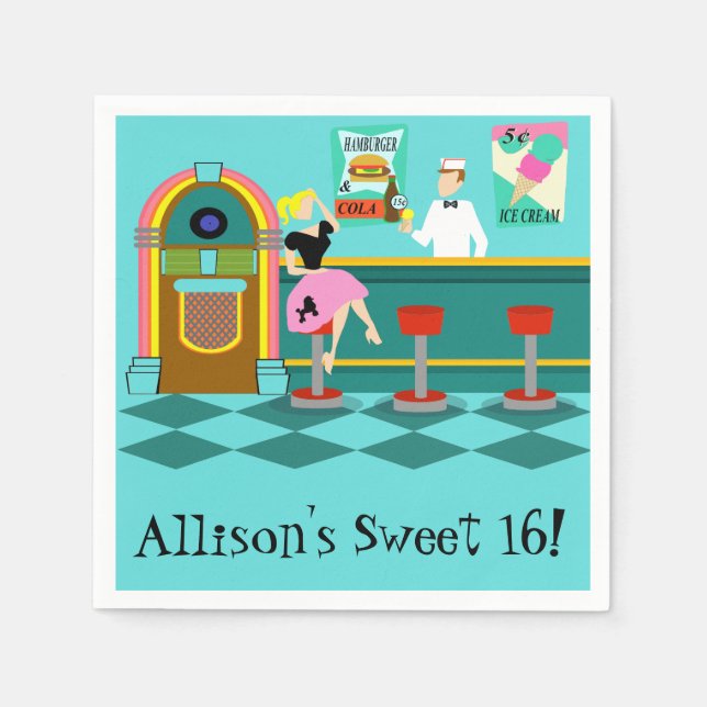 Anpassade Retro Soda Fontän Pappra blöjor Pappersservett (Framsidan)