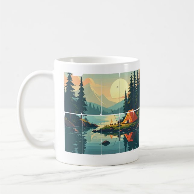 Anpassade Retro Touch Grass Utomhus Typografi Kaffemugg (Vänster)