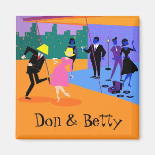 Anpassade Retro Urban Rooftop Party Magnet