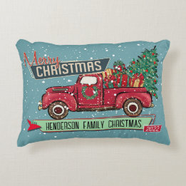 Anpassade Retro Vintage Lastbil jul Helgdag Prydnadskudde
