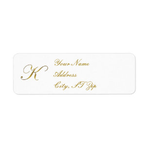 Anpassade Returetiketter för Guld Monogram K Returadress Etikett