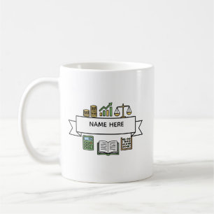 Anpassade revisorsnamn Finans Bokföringsikoner Kaffemugg
