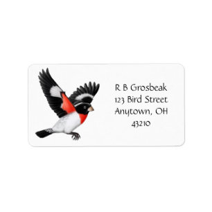 Anpassade Ro har brustit i Grosbeak-etikett Adressetikett