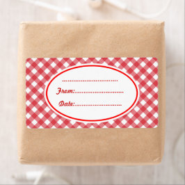Anpassade röda Gingham kök mat presentetiketter Fraktsedel
