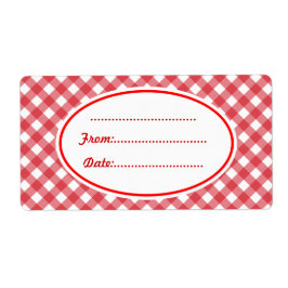 Anpassade röda Gingham kök mat presentetiketter Fraktsedel