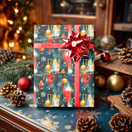 Anpassade röda och gyllene julgransprydnader jul presentpapper