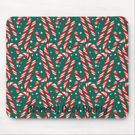 Anpassade Röda och vita Polkagrisar på Grönt Musmatta