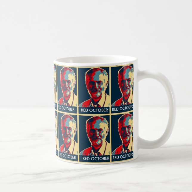 anpassade RÖDA OKTOBER för corbynarbetesupporter Kaffemugg (Höger)