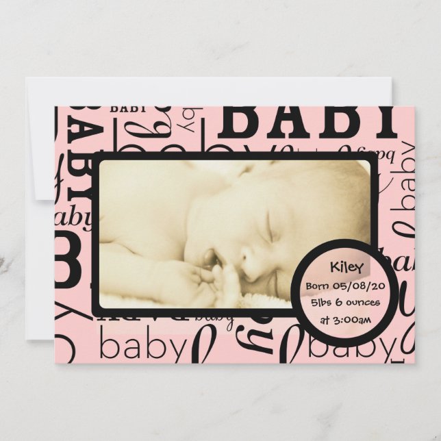 Anpassade rosa baby fotomeddelanden meddelande (Framsida)