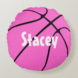 Anpassade Rosa Basketball Round Dekorativ kudde