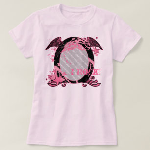Anpassade Rosa & Black Rocker Photo T-shirt