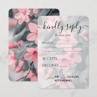 Anpassade Rosa Blommor Gröna Blad Bröllop OSA Kort