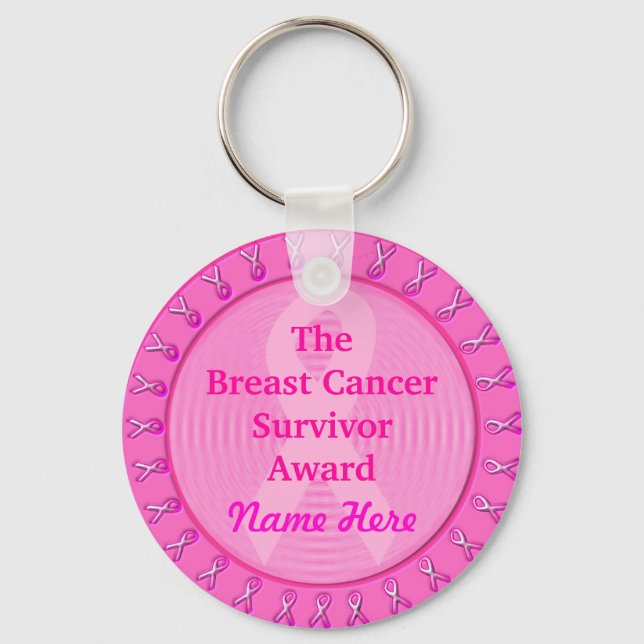 Anpassade Rosa Breast Cancer Award Medal Nyckelring (Framsida)