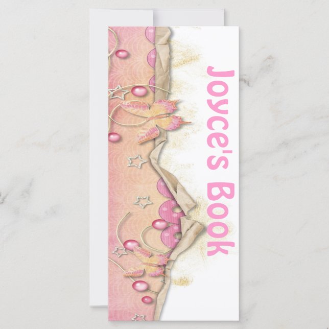 Anpassade Rosa Butterfly Bookmark Bok Mark (Framsida)