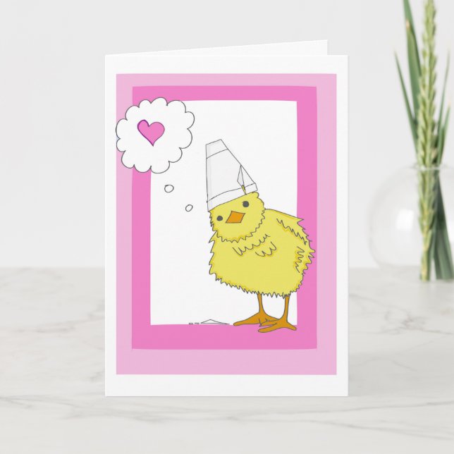 Anpassade Rosa Chicken Valentine Day Card Tack Kort (Framsida)