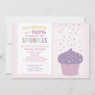 Anpassade Rosa Cupkaka Baby Sprinkle-inbjudan Inbjudningar