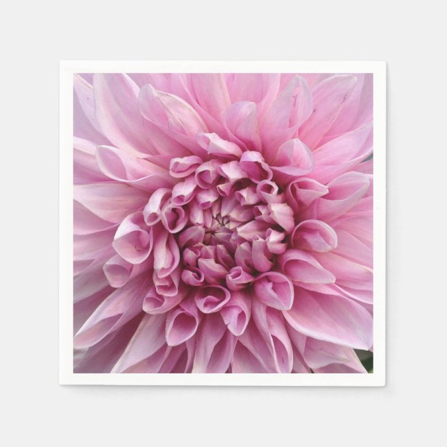 Anpassade Rosa Dahlia Blommigt Papper Napkins Pappersservett (Framsidan)