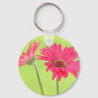 Anpassade Rosa Gerber Daisy om Grönt Nyckelring
