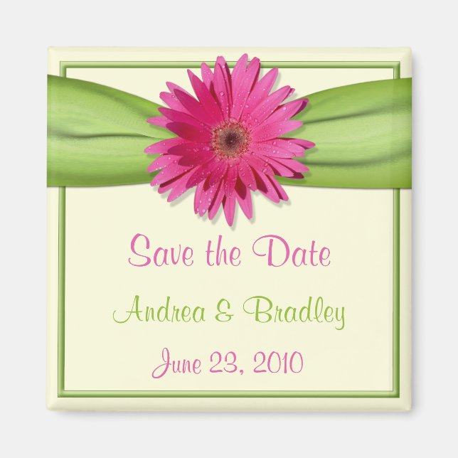 Anpassade Rosa Gerbera Daisy Monogram Magnet (Framsidan)