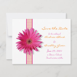 Anpassade Rosa Gerbera-Daisyn Spara datumkortet Datumet