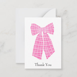 Anpassade Rosa Gingham Coquette Bow Tack Anteckningskort