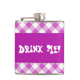 Anpassade Rosa Gingham Drink Me-kolv Fickplunta