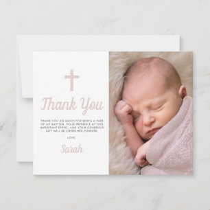 Anpassade Rosa Girl Girl Baptism Christening Photo Tack Kort