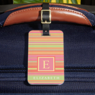 Anpassade Rosa Gult Red Grönt Stripe Linjer Bagagebricka