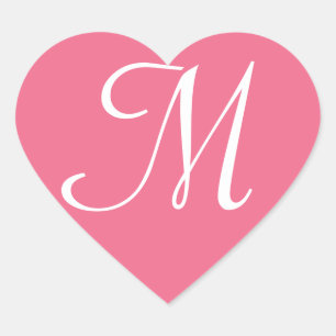 Anpassade Rosa Hjärtförslutning Monogram Hjärtformat Klistermärke