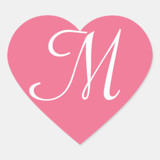 Anpassade Rosa Hjärtförslutning Monogram Hjärtformat Klistermärke