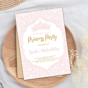 Anpassade Rosa Krona Princess Birthday Inbjudningar
