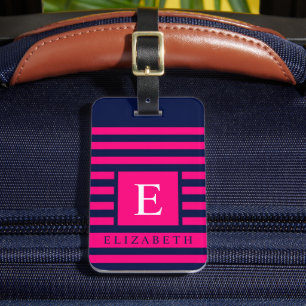 Anpassade Rosa Mörk Navy Blue Färg Linjer Bagagebricka