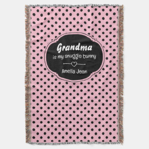 Anpassade Rosa och svart Polka dots Filt