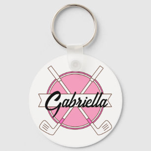 Anpassade rosa personliga golfklubbor monogram nyckelring