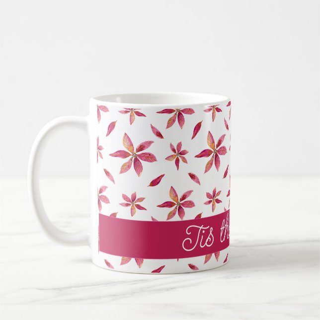 Anpassade Rosa Poinsettia Coffee Mugg (Vänster)