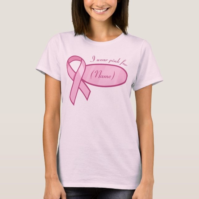 Anpassade Rosa Ribbon T-Shirt (Framsida)
