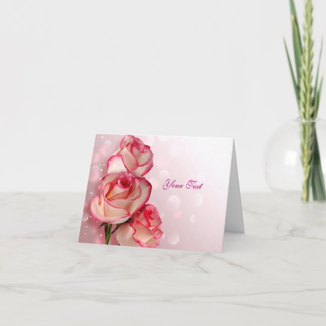 Anpassade rosa rosor gratulationskort kort (Framsida)