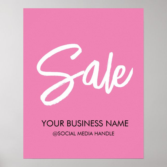 Anpassade Rosa Sale Sign med Business Namn Poster (Framsidan)