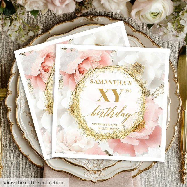 Anpassade roséguld 80-årsfödelsedagsservetter Boho Pappersservett (Custom Blush Gold 80 Birthday Napkins Boho Chic)