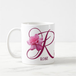 Anpassade Rosie namn rosa ros blommor boho Kaffemugg
