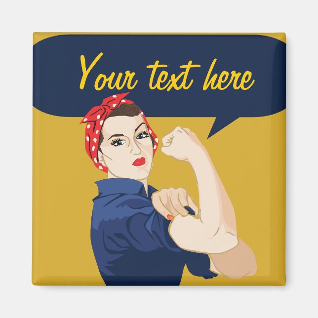 Anpassade Rosie Riveter Magnet (Framsidan)