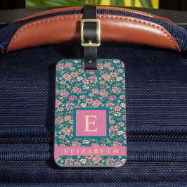 Anpassade Rosor för Blommigt av blåblå Grönt Bagagebricka