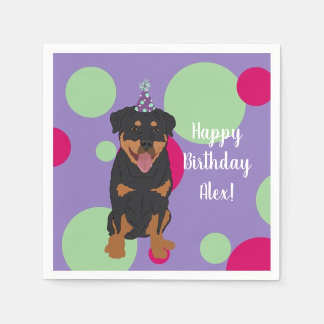 Anpassade Rottweiler Birthday Pappersservett (Framsidan)