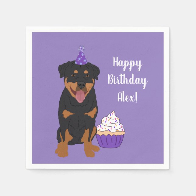 Anpassade Rottweiler Birthday Pappersservett (Framsidan)