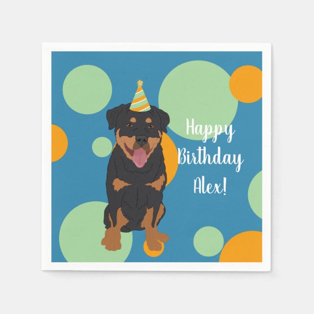 Anpassade Rottweiler Birthday Pappersservett (Framsidan)