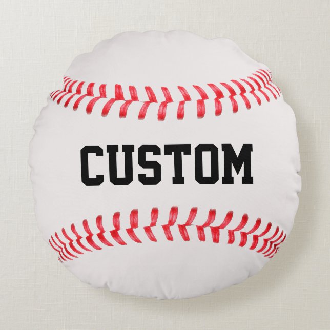 Anpassade Round Baseball Dekorativ kudde (Framsidan)