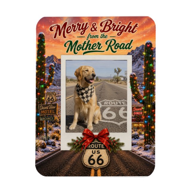 Anpassade Route 66-semesterfotonminnen Magnet (Vertikal)